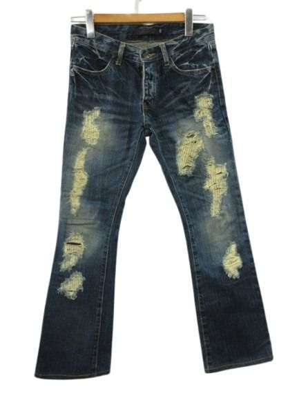 フーガ FUGA リペア加工 デニムパンツ ブーツカット ジーンズ Y2K 00s ブルー 44
