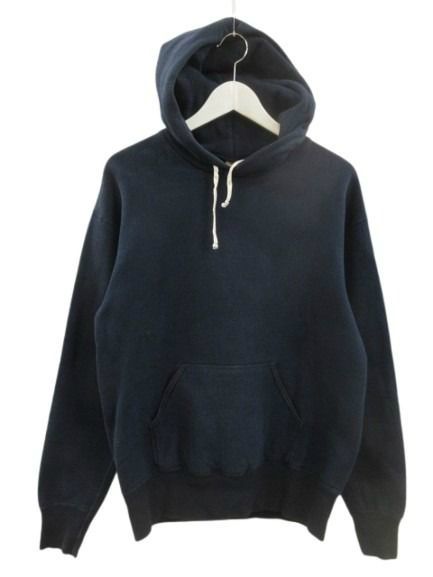 ザ フラットヘッド THE FLAT HEAD スウェットパーカー プルオーバー 丸胴 2トーン ネイビー L
