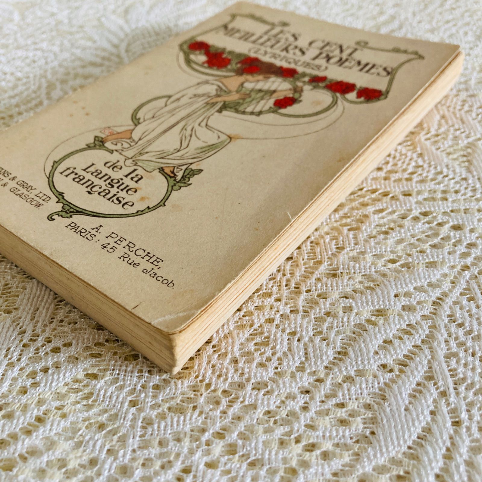 薔薇と女性のアール・ヌーヴォー表紙 フランス語詩集 洋書・古書
