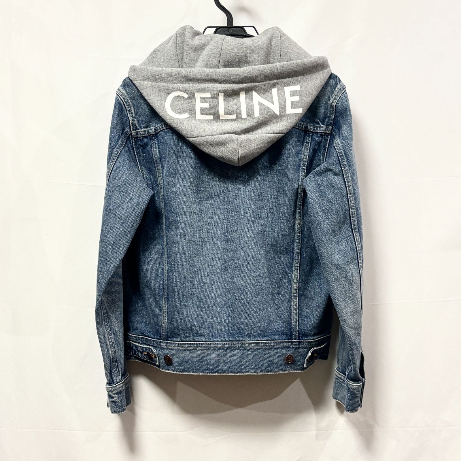 未使用級 CELINE セリーヌ フード付 デニムジャケット トラッカー ロゴ