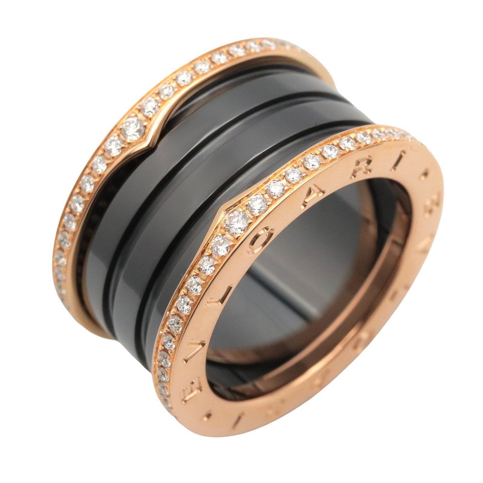 BVLGARI ブルガリ B-zero1 リング 4バンド ダイヤ セラミック リング・指輪