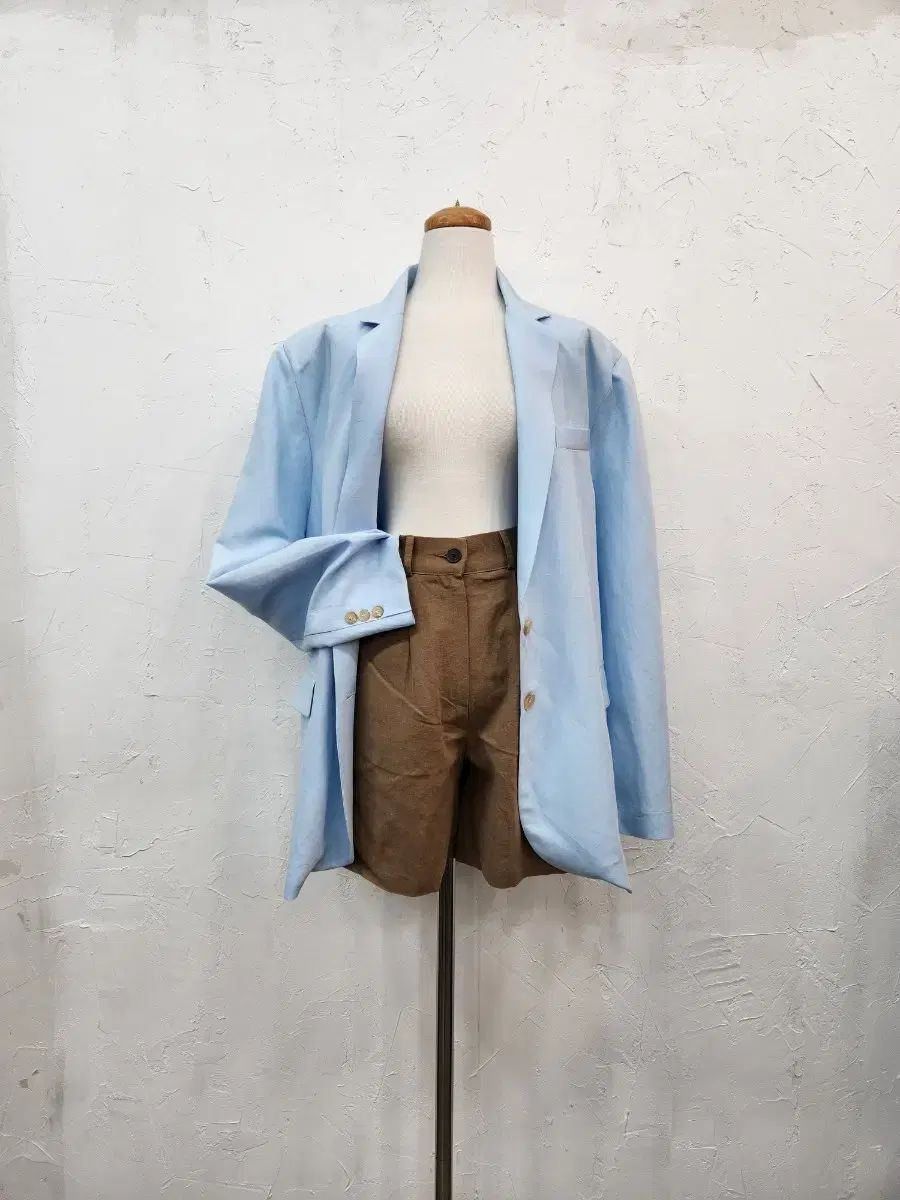 リネン ブルー ジャケット