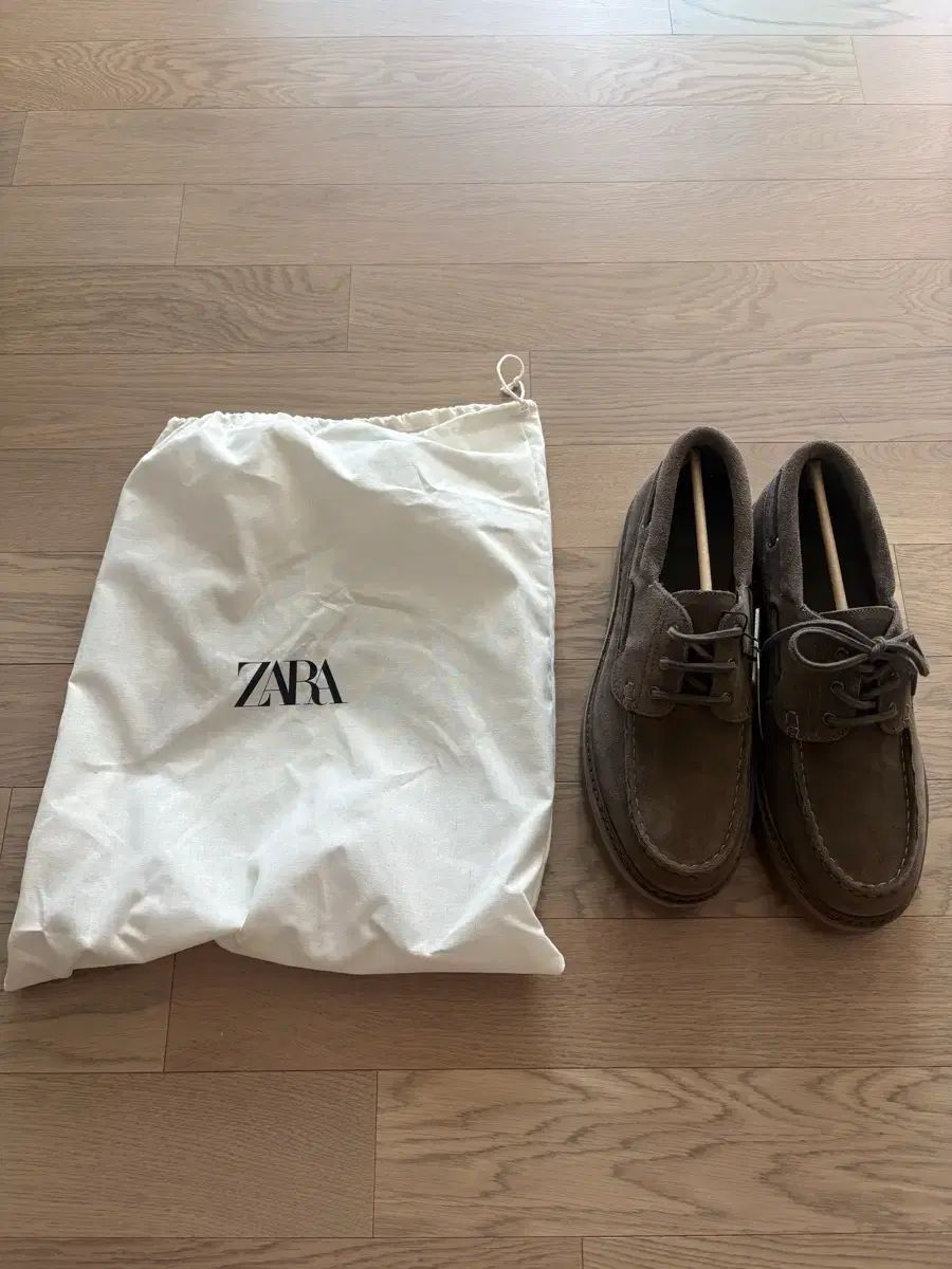 ZARA ザラ スウェード ボート シューズ ブラウン