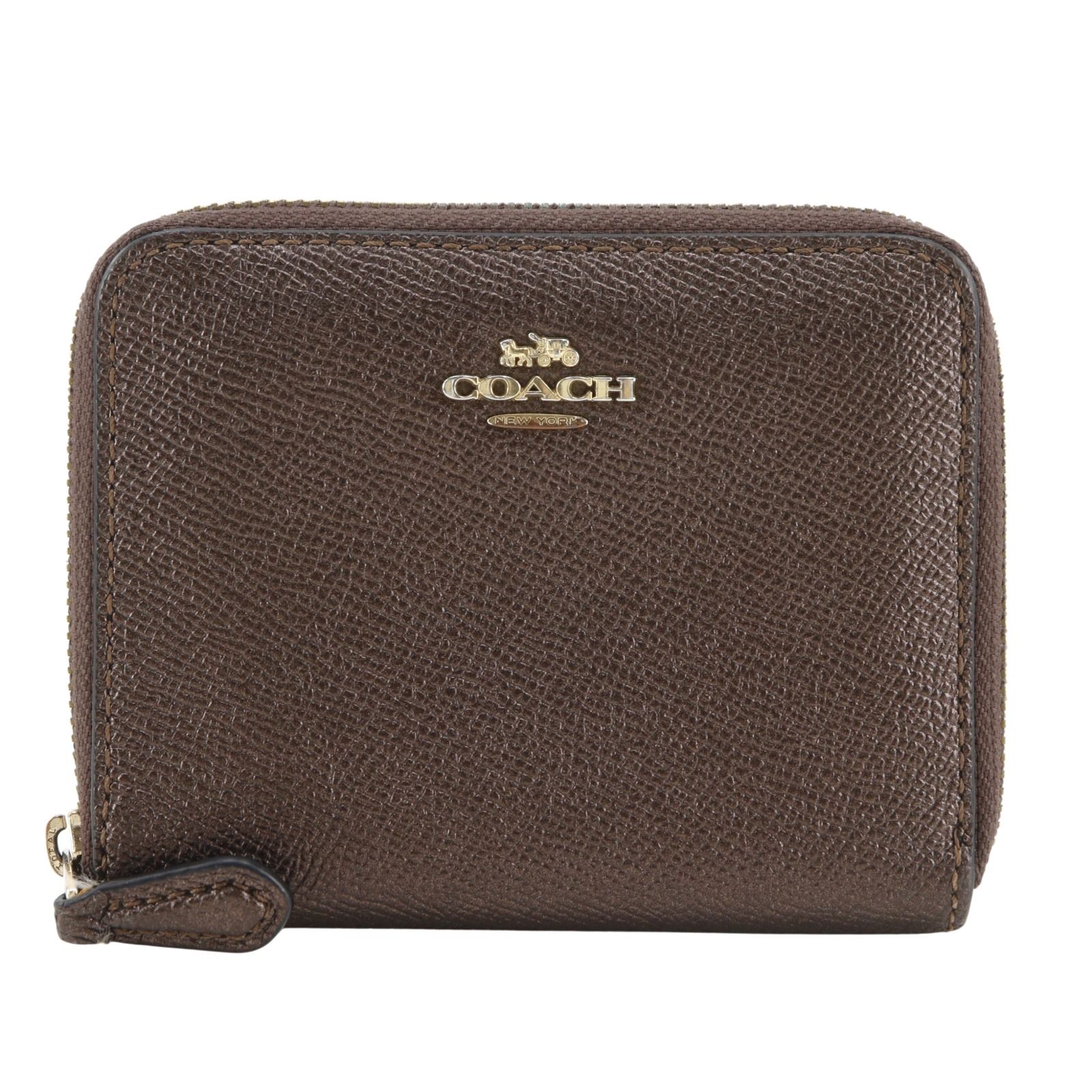 【COACH】コーチ コンパクトウォレット ラウンドファスナー レザー ブロンズ レディース 二つ折り財布
