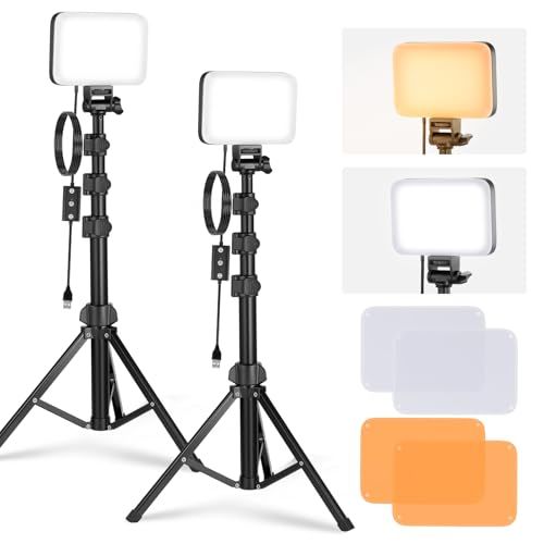 【新品】NEEWER BASICS LEDビデオライト 2パック 撮影用ライト 調光可能 二色温度 3200K-5600K 高演色性 CRI95 ポータブル スタンド&フィルター付属 パネルライトキット 生放送/スタジオ/自撮り/動画撮影/商 9b3570c4