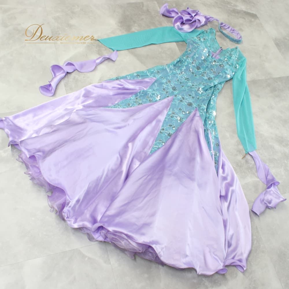 社交ダンス 衣装 Leirena レイリーナ ドレス スタンダード ブルー系