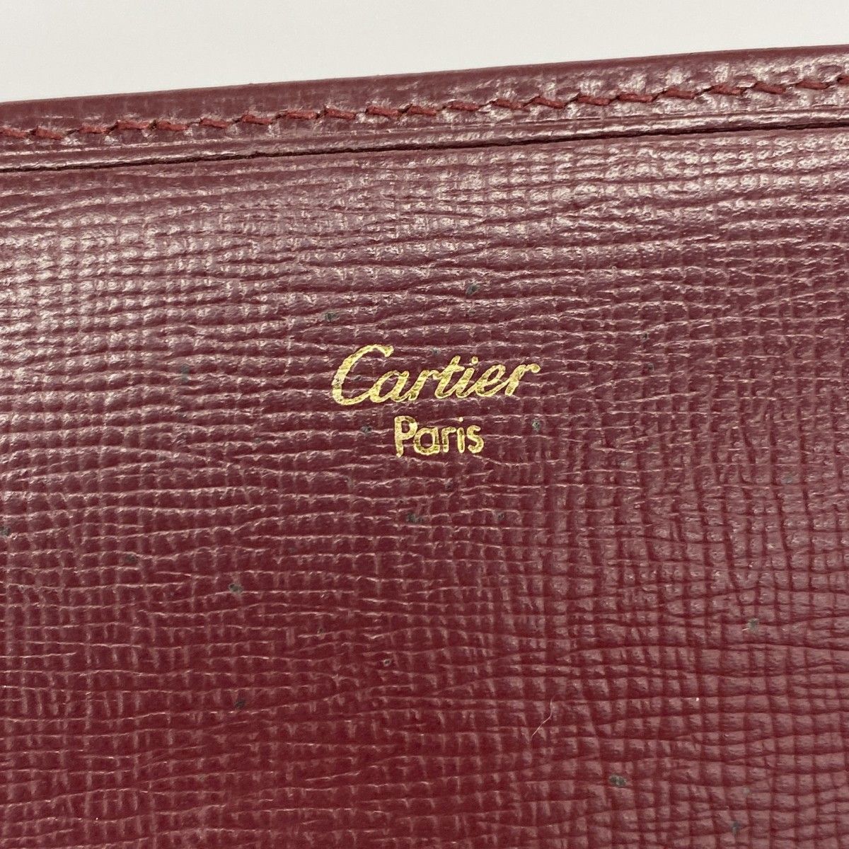5pd6368】カルティエ 長札入れ マスト レザー ボルドー ゴールド金具 