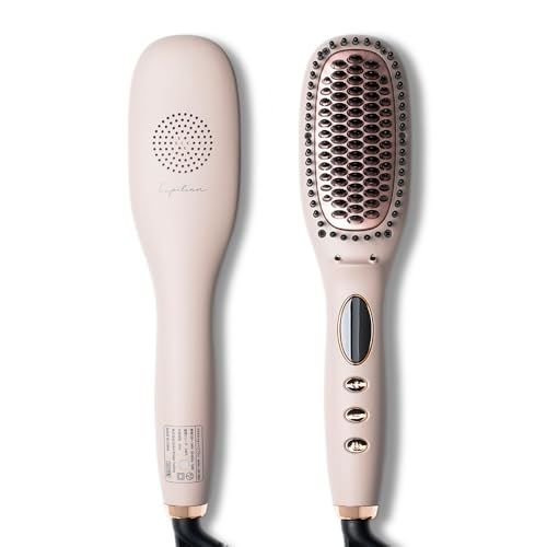 （ルピリーナ）ヒートブラシ プラズマイオン ヘアアイロン ブラシ 朝3分とかすだけでストレート ツヤ感UP 摩擦ダメージ抑制 (グレージュ, 通常)pms 27812a72