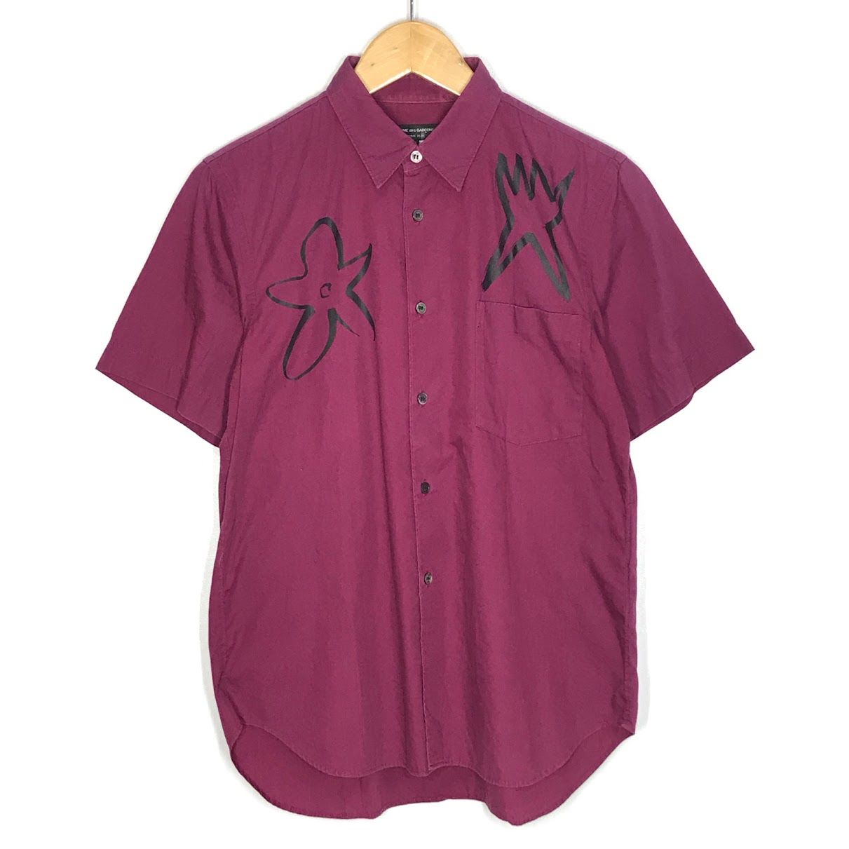【倉吉店】 中古 COMME des GARCONS HOMME PLUS | コムデギャルソンオムプリュス 半袖シャツ アートペイントシャツ PS-B047 ボルドー/バーガンディー サイズ：XS 【108】