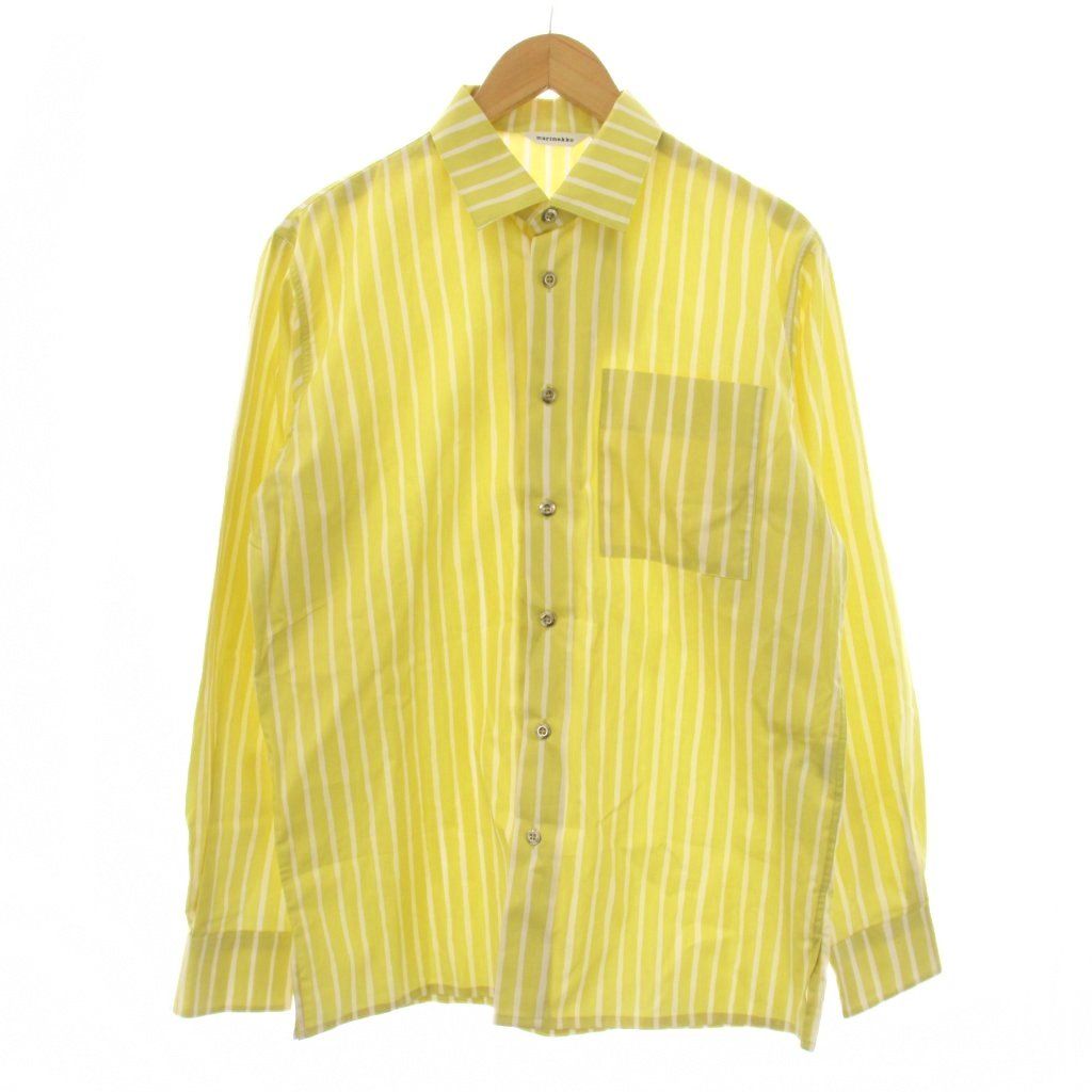 マリメッコ marimekko JOKAPOIKA シャツ 長袖 ストライプ柄 XS 黄 白