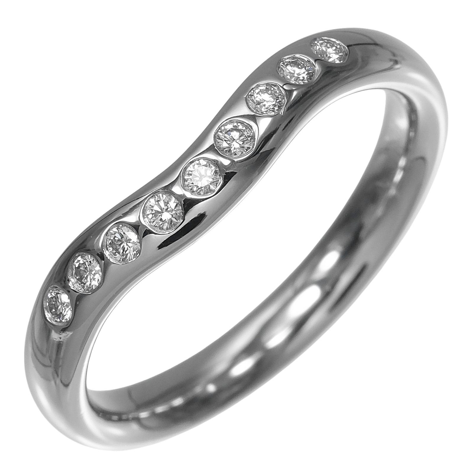 【TIFFANY&Co.】ティファニー カーブドバンド Pt950プラチナ×ダイヤモンド 12.5号 レディース 5.73g リング・指輪
