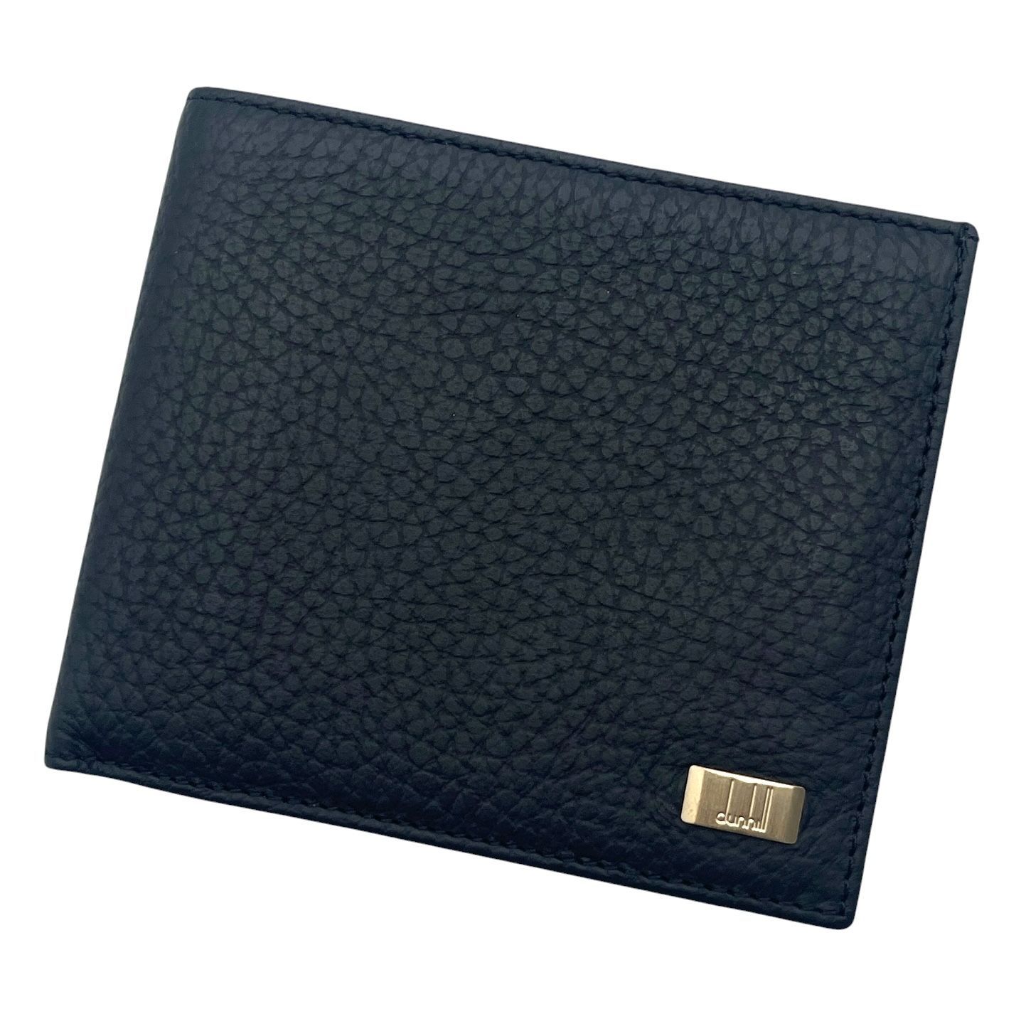 美品 Dunhill ダンヒル 二つ折り財布 小物 型押しカーフレザー ロゴ 刻印 ブラック メンズ タイ製