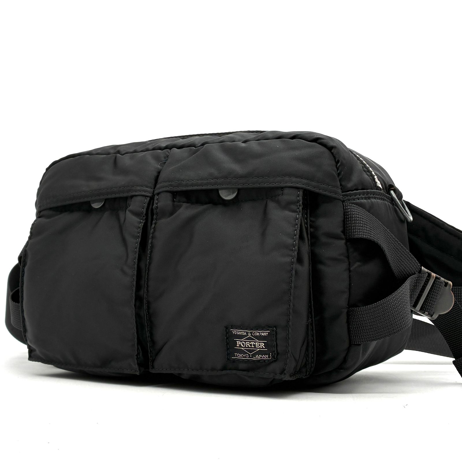 美品 PORTER ポーター TANKER タンカー ウエストバッグ ボディバッグ ブラック 黒 ナイロン 2way 斜め掛け 軽量 吉田カバン 夏休み レジャー フェス 旅行 父の日 ボーナス ご褒美