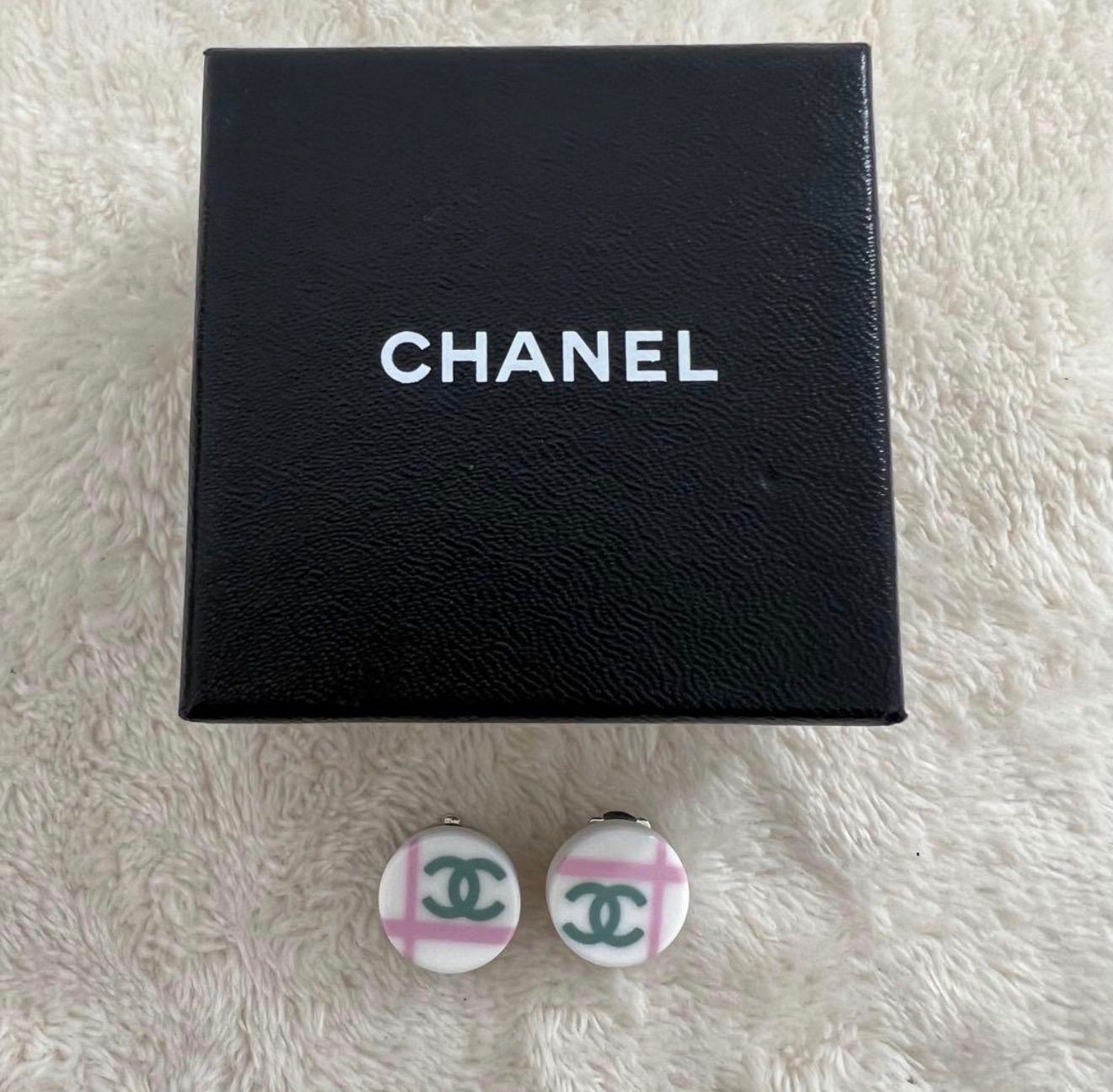 CHANEL シャネル　ピアス　イヤリング　ココマーク　チェック　ピンク