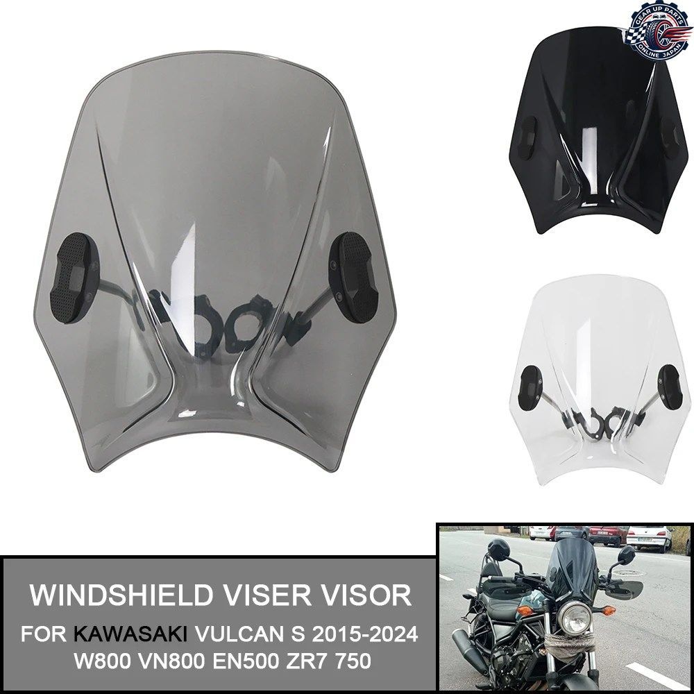 オートバイ用ウインドシールド、丸型ヘッドライト、ストリートバイク用ウインドスクリーン、カワサキ バルカンS 2015-2024 W800 VN800 EN50
