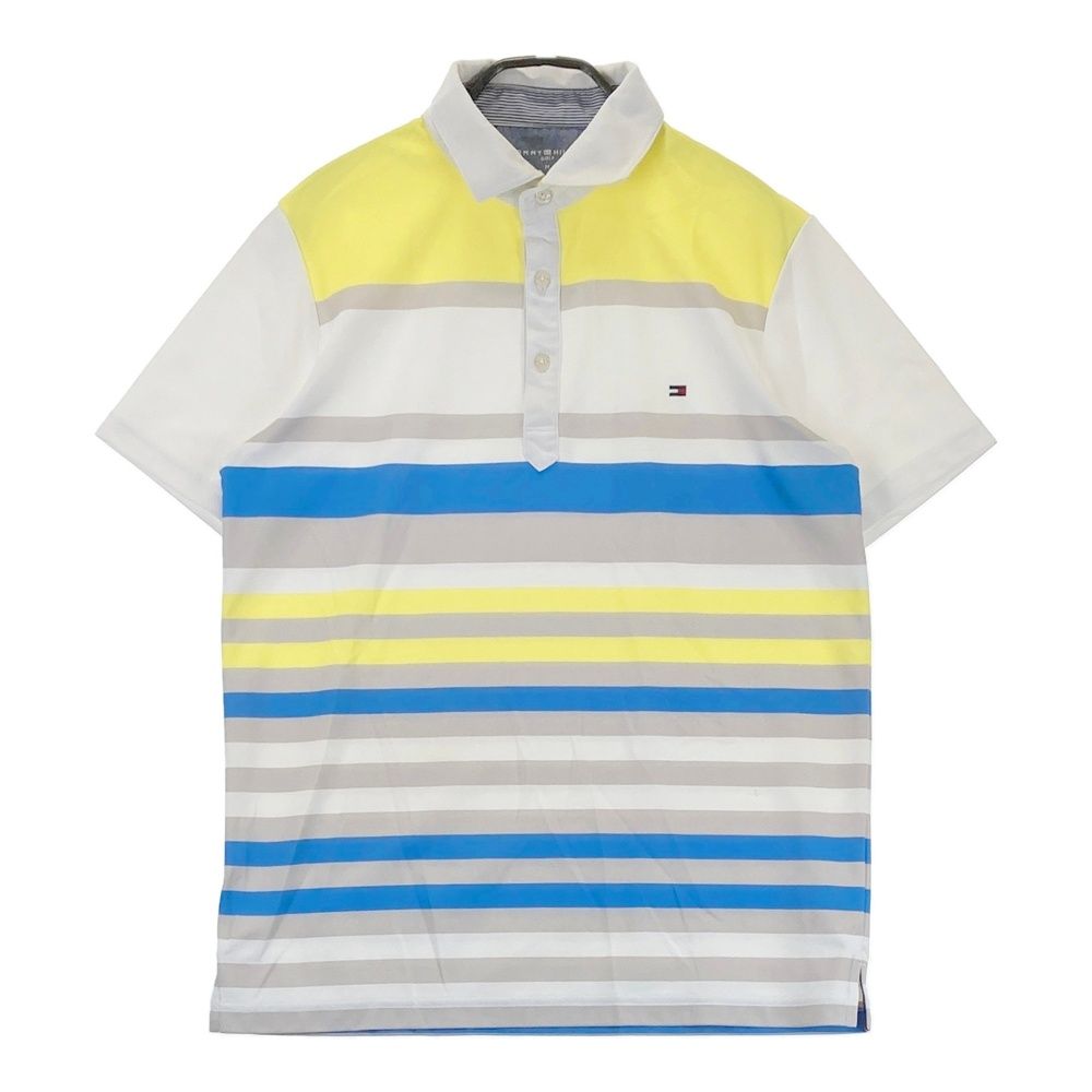 サイズ：M TOMMY HILFIGER GOLF トミー ヒルフィガーゴルフ 半袖ポロシャツ ボーダー柄 ホワイト系 [240101690481] ゴルフウェア メンズ ストスト