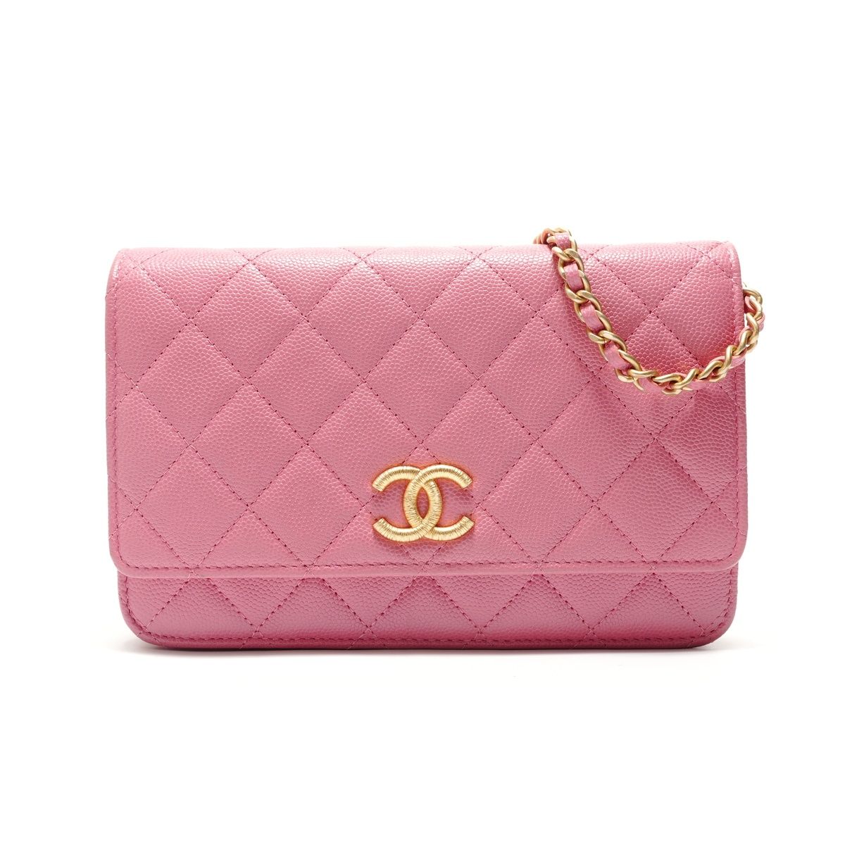 CHANEL シャネル ショルダーバッグ キャビアスキン マトラッセ チェーンウォレット【中古】