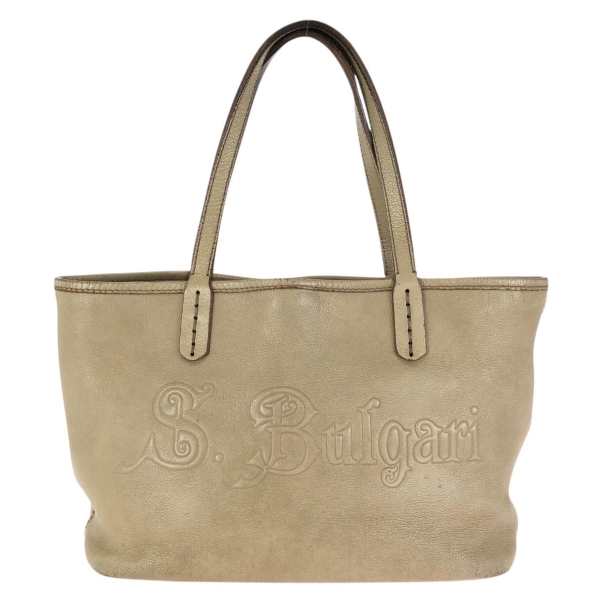 BVLGARI ブルガリ コレツィオーネ ベージュ ゴールド金具 レザー 33264