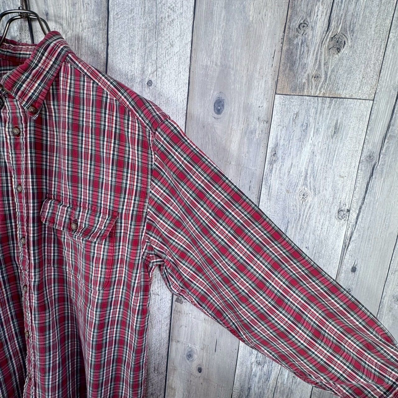 OLD GAP 80s ギャップ レッド 長袖 BD ボタンダウン チェック コットン 