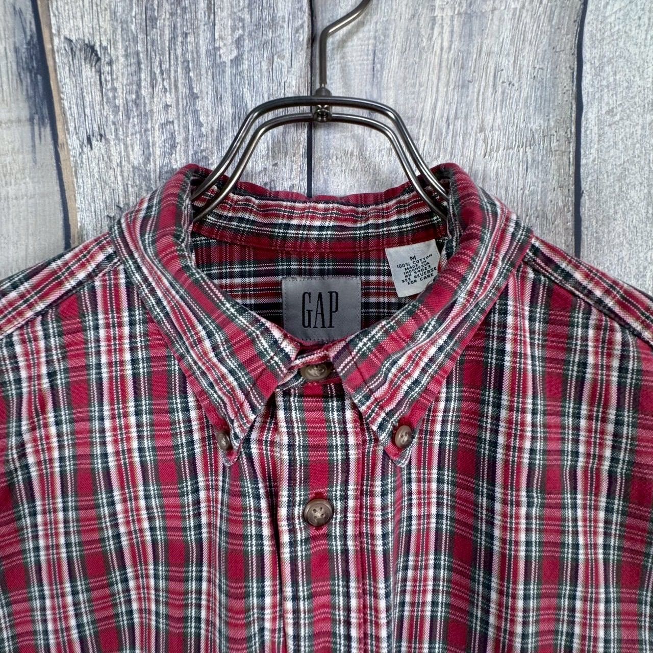 OLD GAP 80s ギャップ レッド 長袖 BD ボタンダウン チェック コットン 