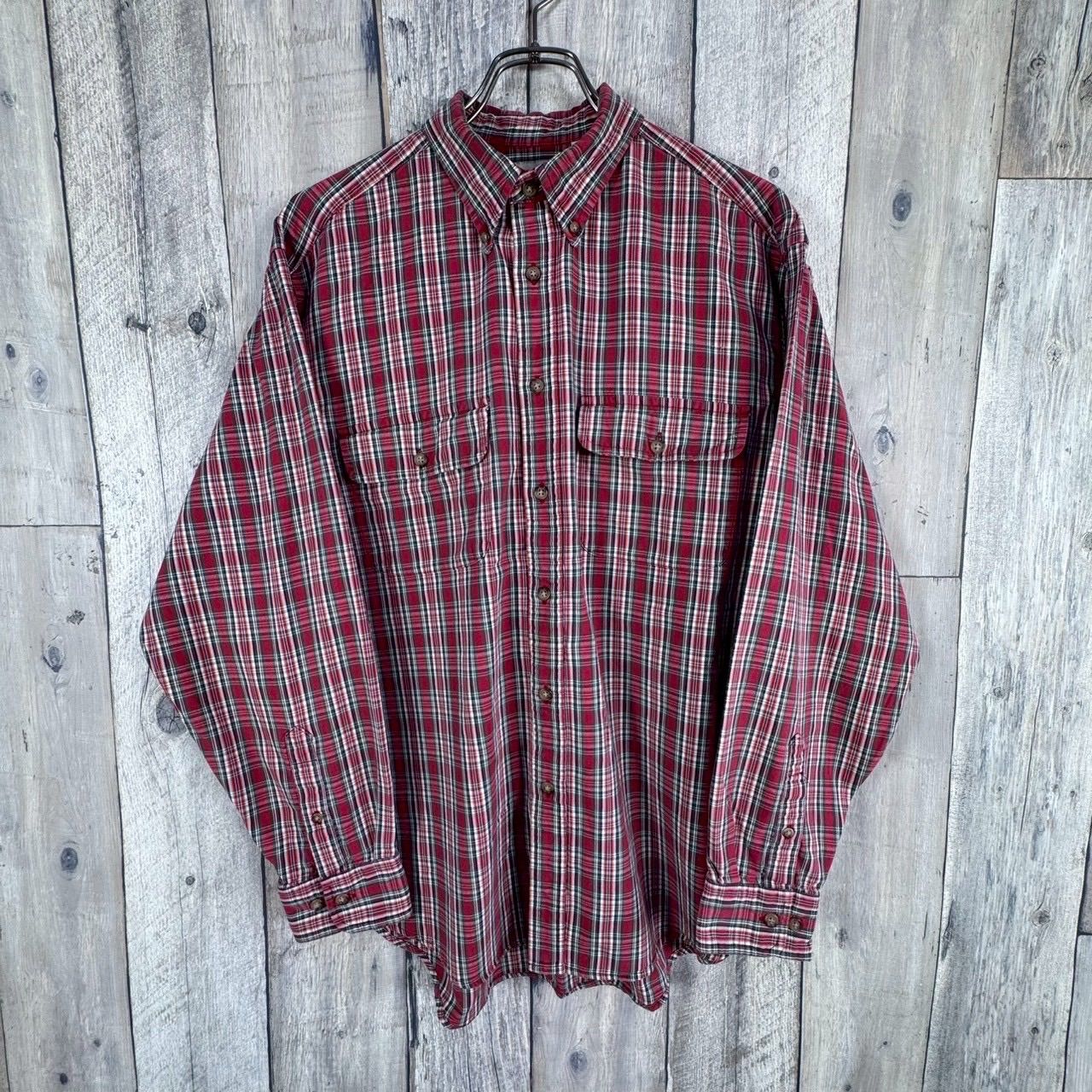 OLD GAP 80s ギャップ レッド 長袖 BD ボタンダウン チェック コットン 