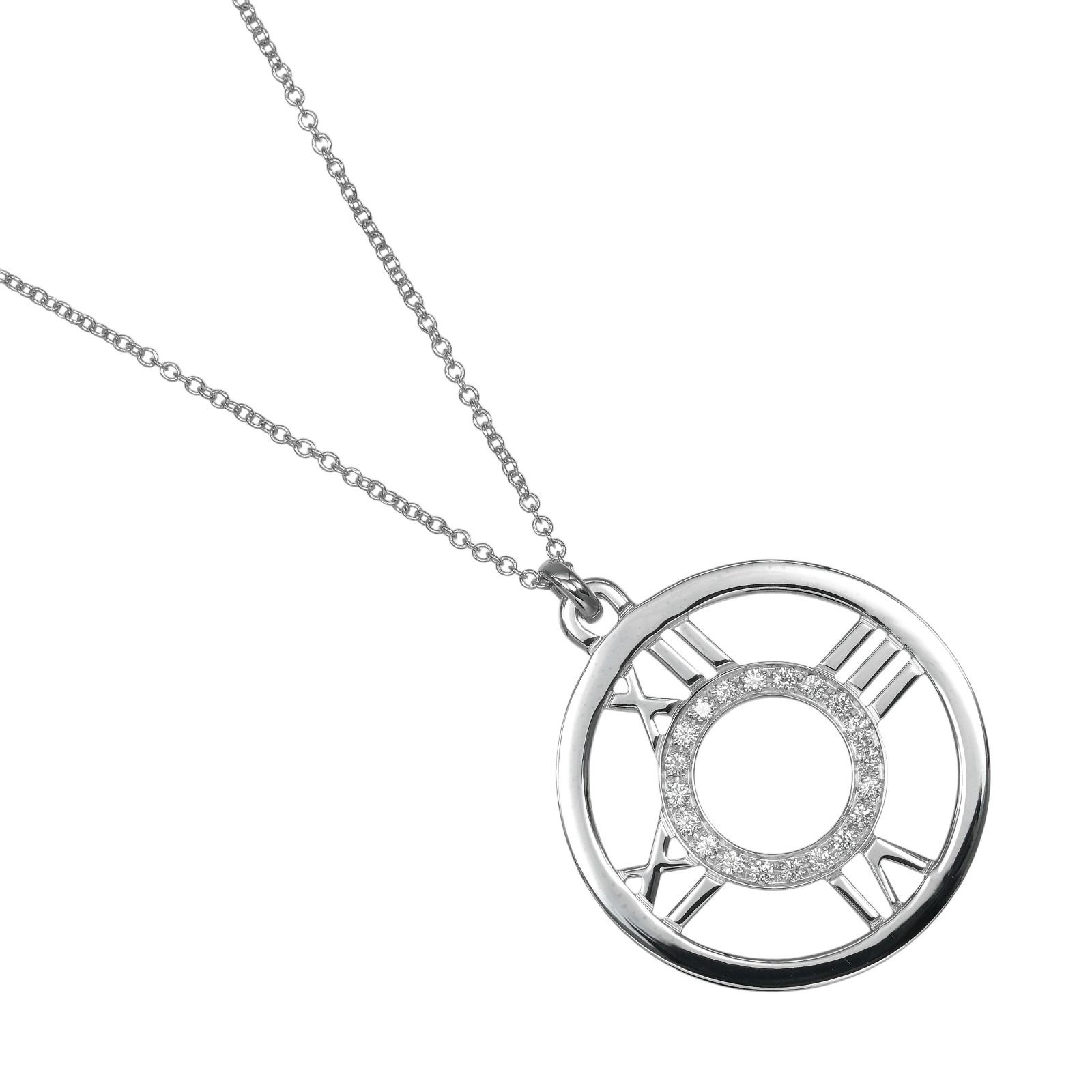【TIFFANY&Co.】ティファニー オープンアトラス K18ホワイトゴールド×ダイヤモンド レディース 6.23g ネックレス