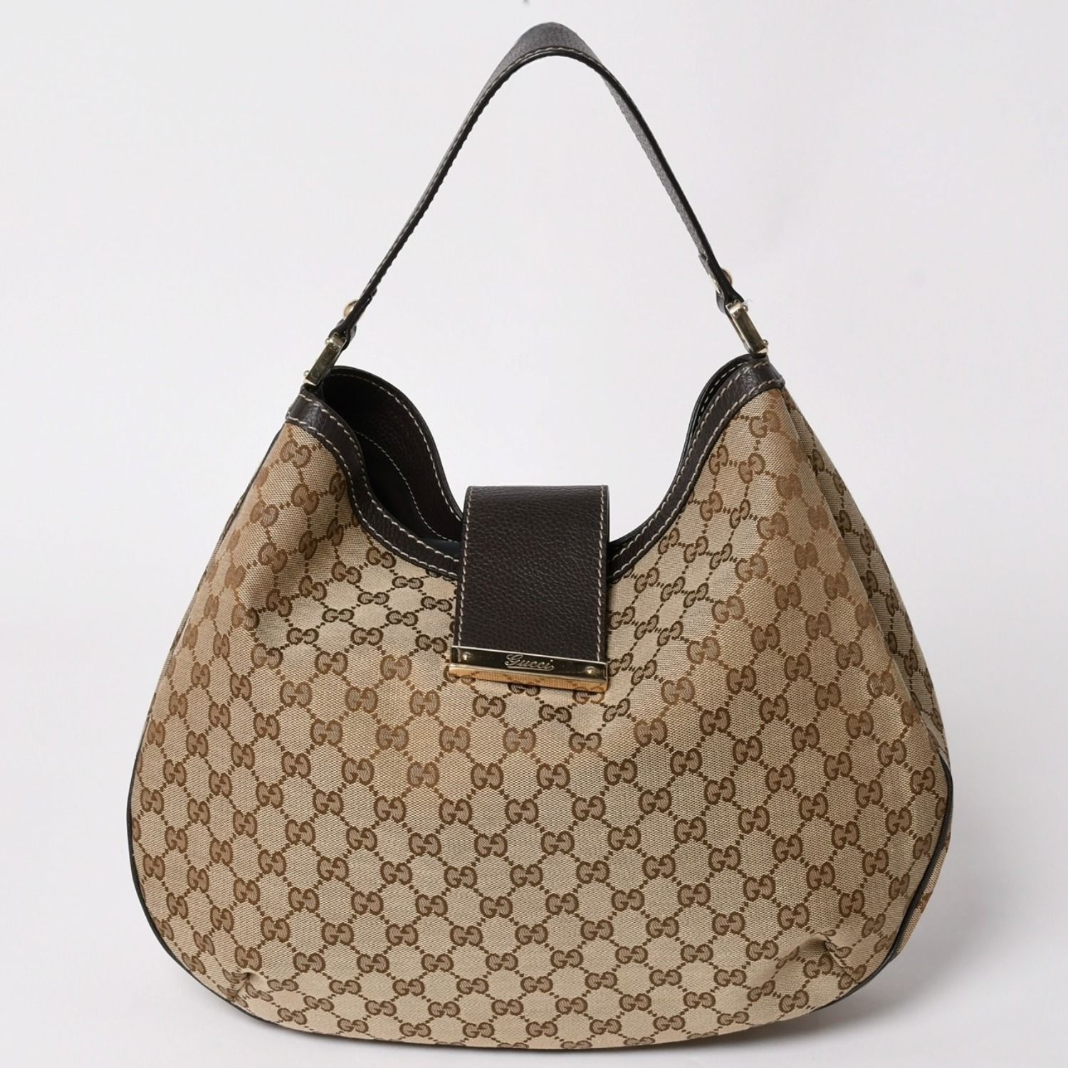 GUCCI グッチ ワンショルダーバッグ GGキャンバス 364834 525040 ブラウン ゴールド金具 美品 中古 4a002019
