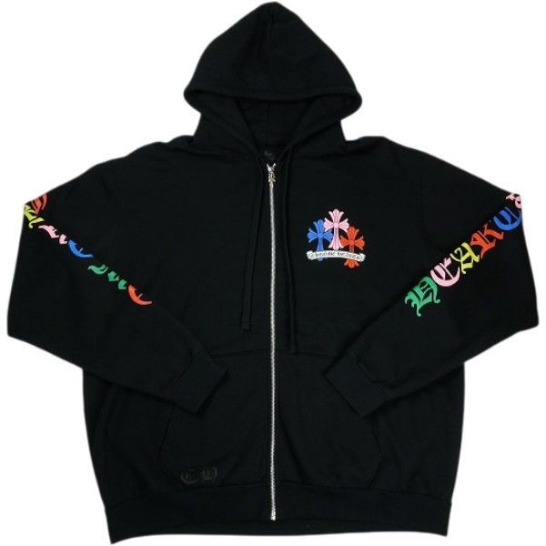 Size【M】 CHROME HEARTS クロム・ハーツ MULTI COLOR CEMETERY CROSS ZIP HOODIE BLACK ジップパーカー 黒 【中古品-非常に良い】 20839515