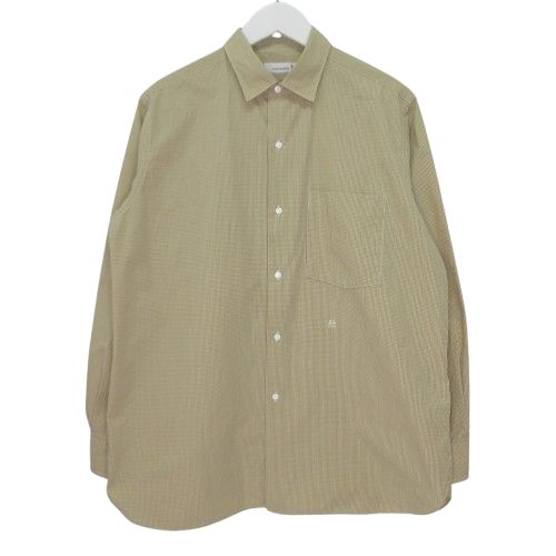 ナナミカ nanamica 長袖 シャツ トップス スナップボタン ギンガムチェック ワンポイント XSサイズ ベージュ系 k410225 0521