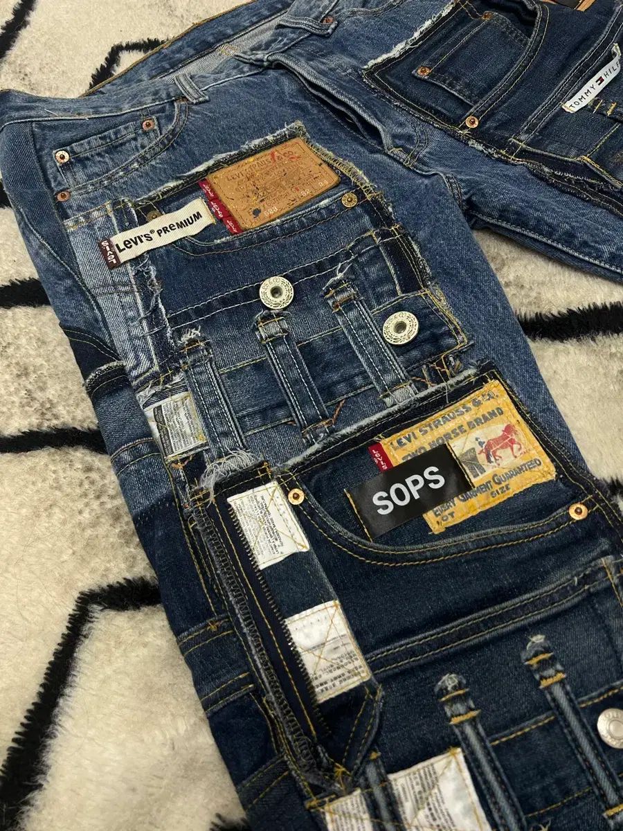 実寸33 リーバイスxSops パッチワーク デニムパンツ