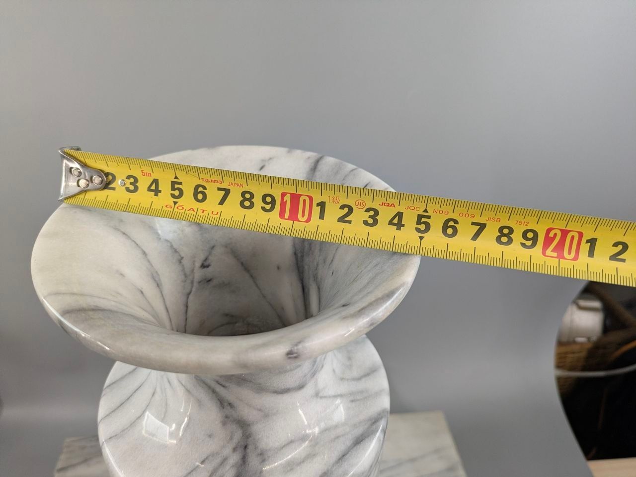 高級大理石 花瓶 台座付き セット 重量約15.5kg 天然石 花器 フラワー