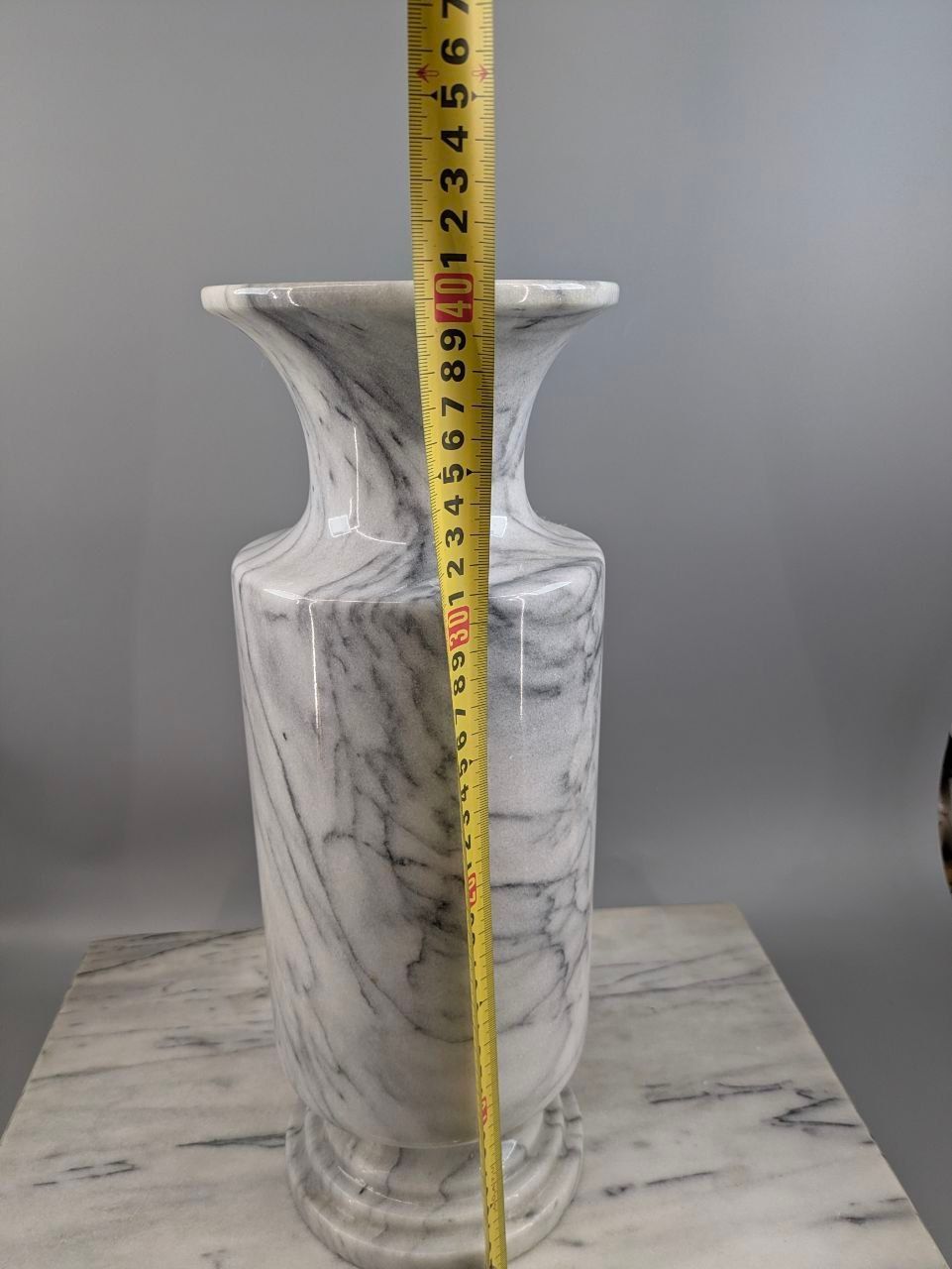 高級大理石 花瓶 台座付き セット 重量約15.5kg 天然石 花器 フラワー