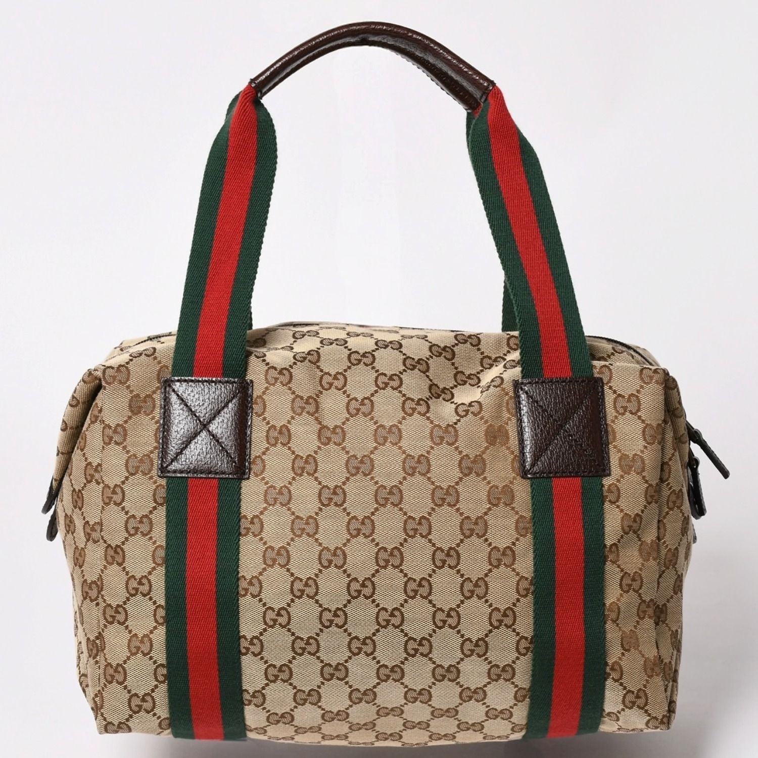 極美品 GUCCI グッチ GGキャンバスシェリーラインボストンバッグ 