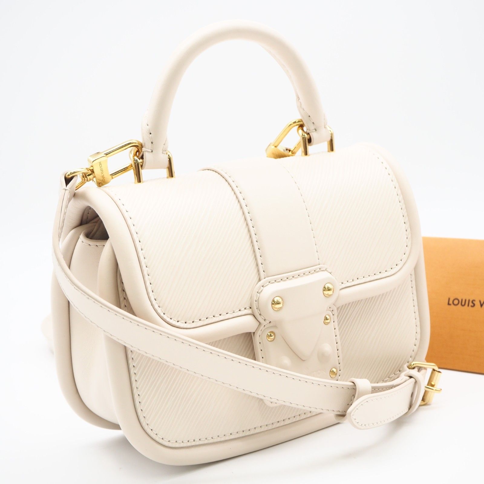 ★3日以内返品可★ 極美品 LOUIS VUITTON ルイ・ヴィトン エピ ハイド アンド シーク M22720 2wayショルダーバッグ アイボリー グレインレザー レディース