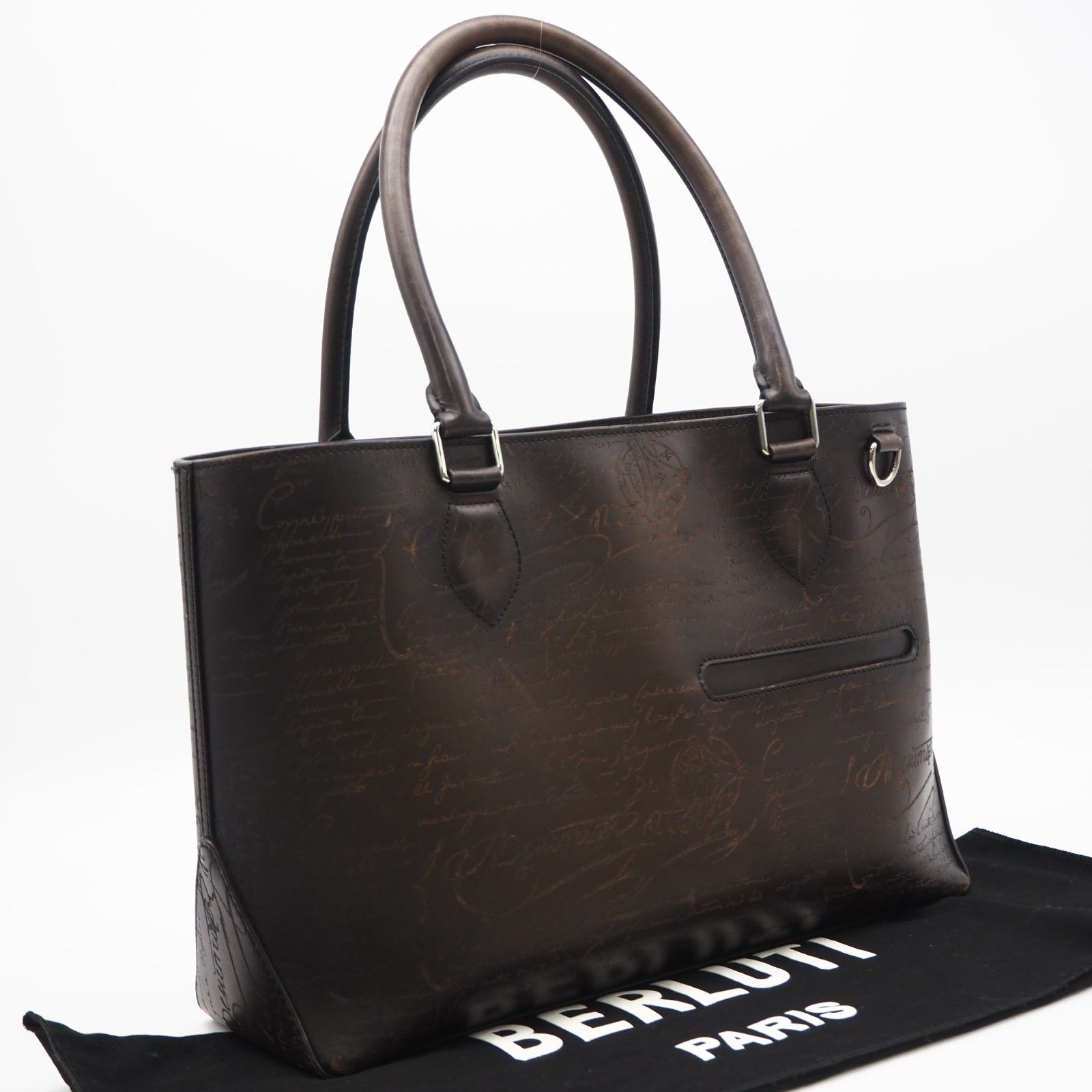 ★3日以内返品可★ 美品 Berluti ベルルッティ レザー トゥジュール トートバッグ A2007356 ハンドバッグ ブラウン ブラック カーフレザー メンズ