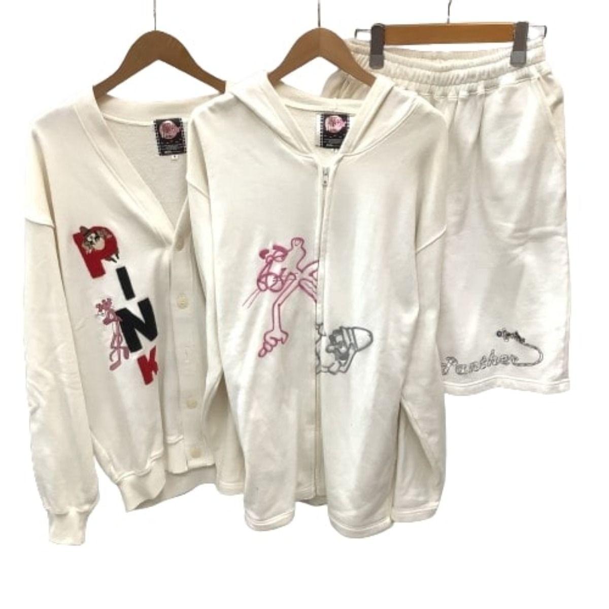 ♪♪ PINK PANTHER 3点セット 上下セット メンズ パーカー カーディガン ハーフパンツ SIZE L