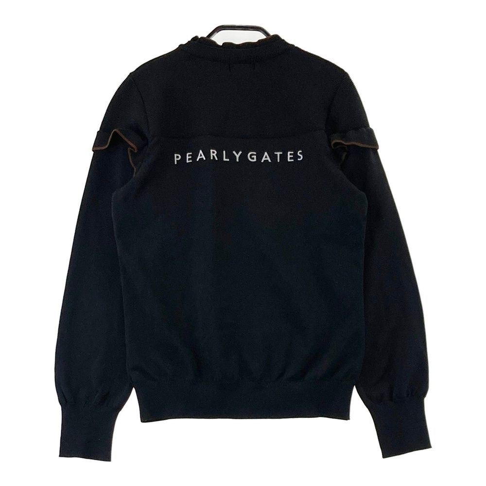 サイズ：0 PEARLY GATES パーリーゲイツ  フリル ニットセーター  ブラック系 [240101689014] ゴルフウェア レディース ストスト サイズ：0 PEARLY GATES パーリーゲイツ フリル ニットセーター