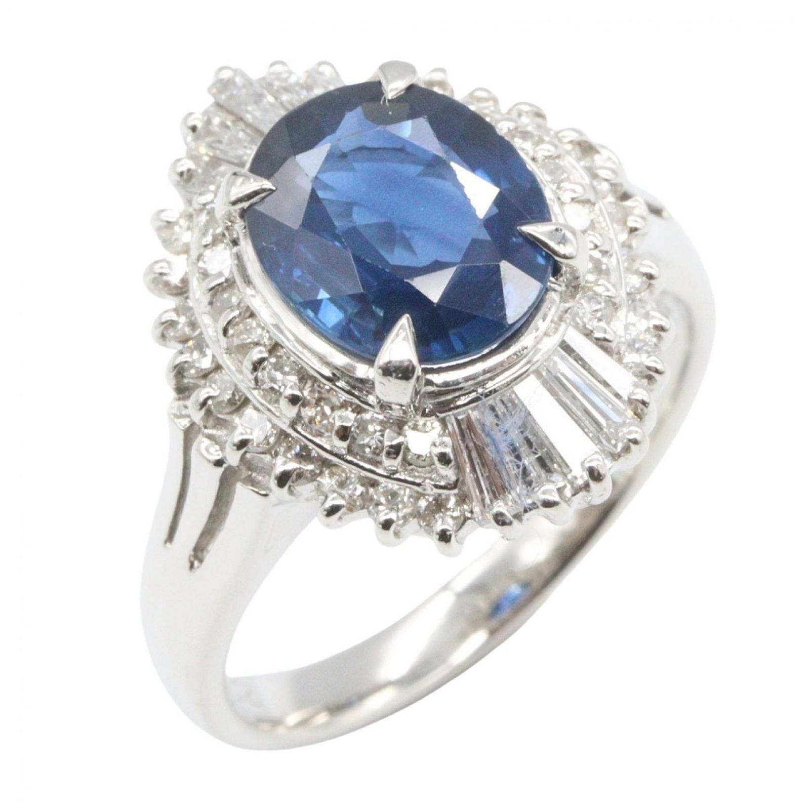 ジュエリー JEWELRY リング・指輪 サファイア ダイヤモンド リング ｻﾌｧｲｱ 8.4g #12 Pt900プラチナ ダイヤモンド リング レディース Used A
