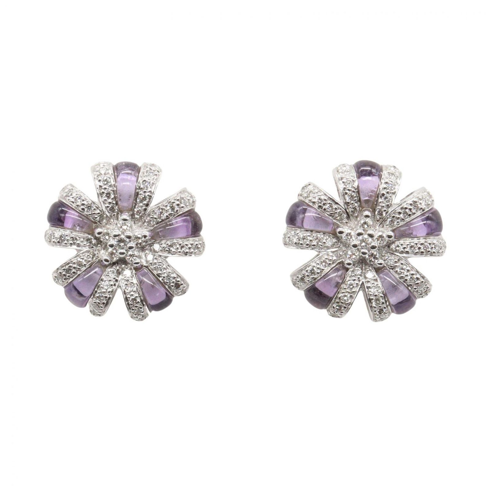 ジュエリー JEWELRY ピアス アメジスト ダイヤモンド ピアス ｱﾒｼﾞｽﾄ 8.9g D0.32/0.32 K18WG（ホワイトゴールド） ダイヤモンド ピアス レディース Used A