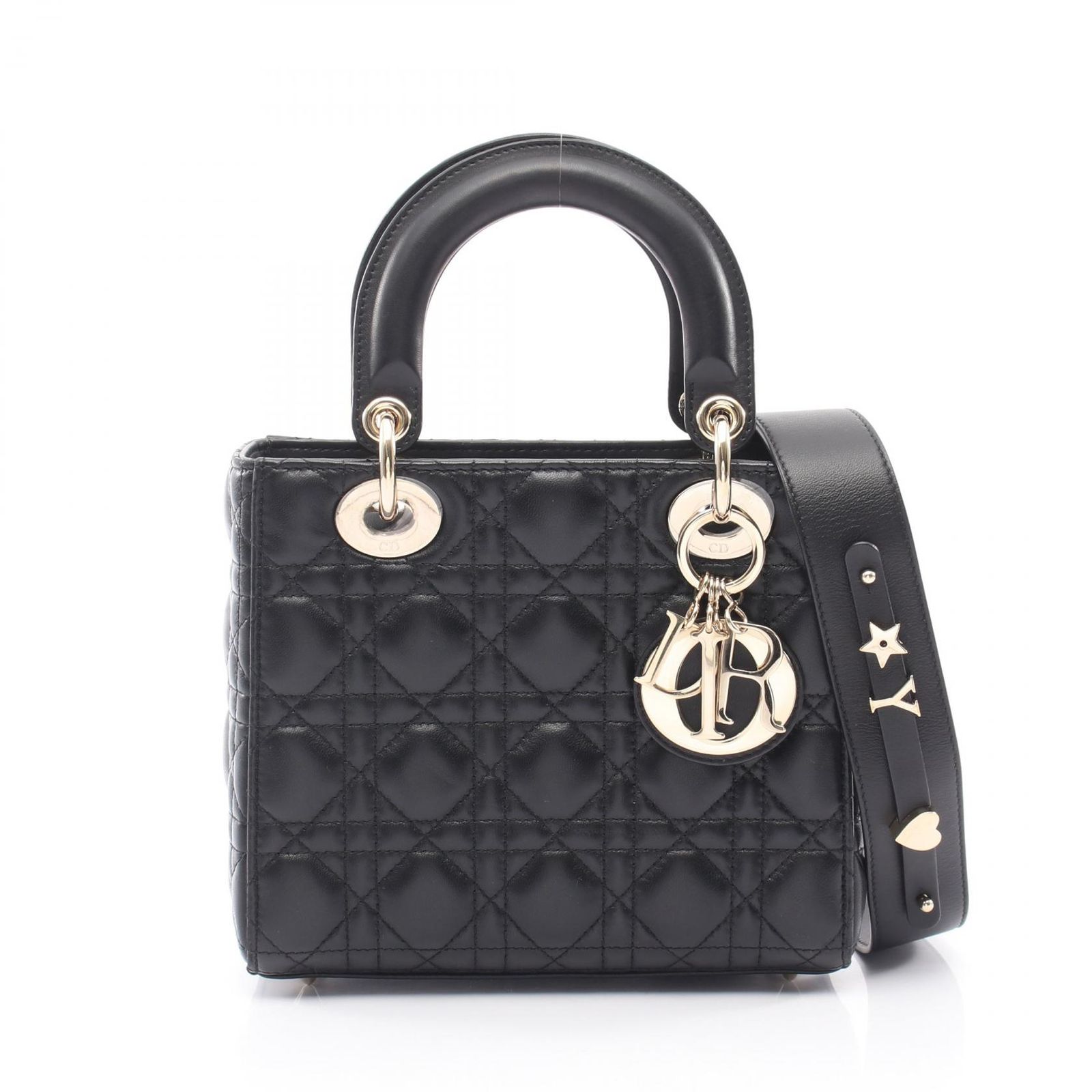 ディオール Dior ハンドバッグ LADY DIOR MY ABCDIOR レディディオール スモール カナージュ 2WAY ブラック レザー レディディオール カナージュ 2wayトート スモール