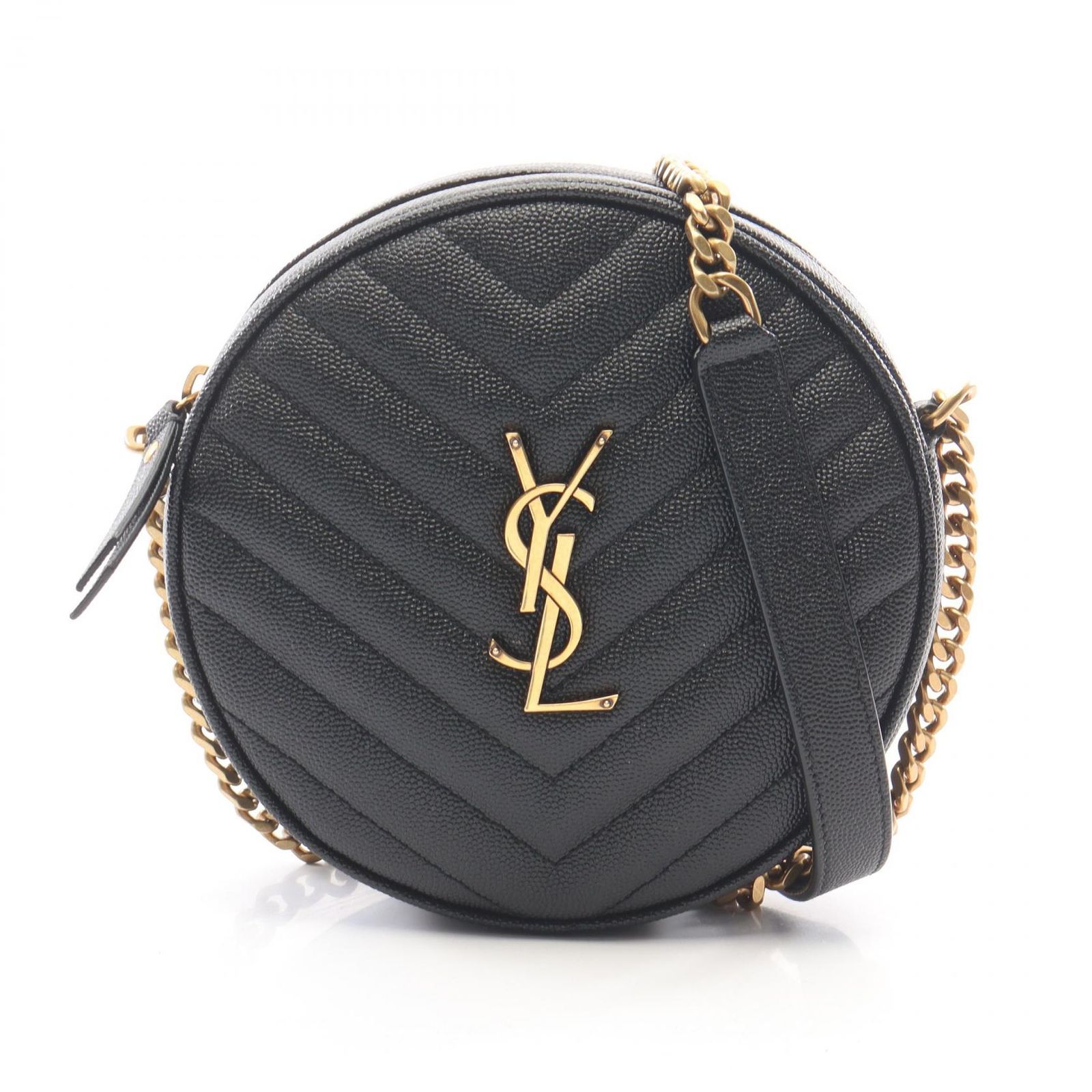 イヴ・サンローラン YVES SAINT LAURENT ショルダーバッグ ヴィニル モノグラム 610436 1GF07 1000 ブラック レザー ヴィニル ラウンド チェーンショルダー レディース