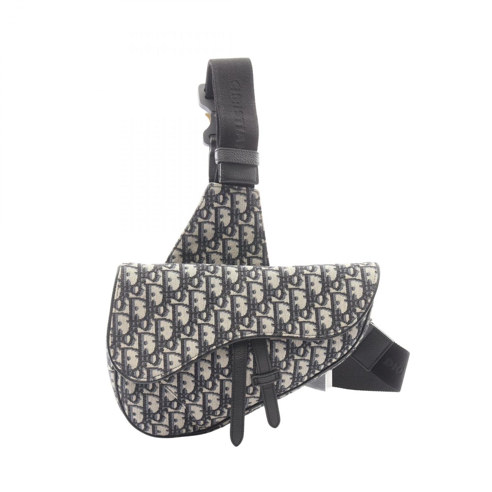 ディオール Dior ウエストバッグ ボディバッグ SADDLE サドル オブリーク ジャガード ネイビー キャンバス レザー オブリーク サドル ボディバッグ メンズ Used A