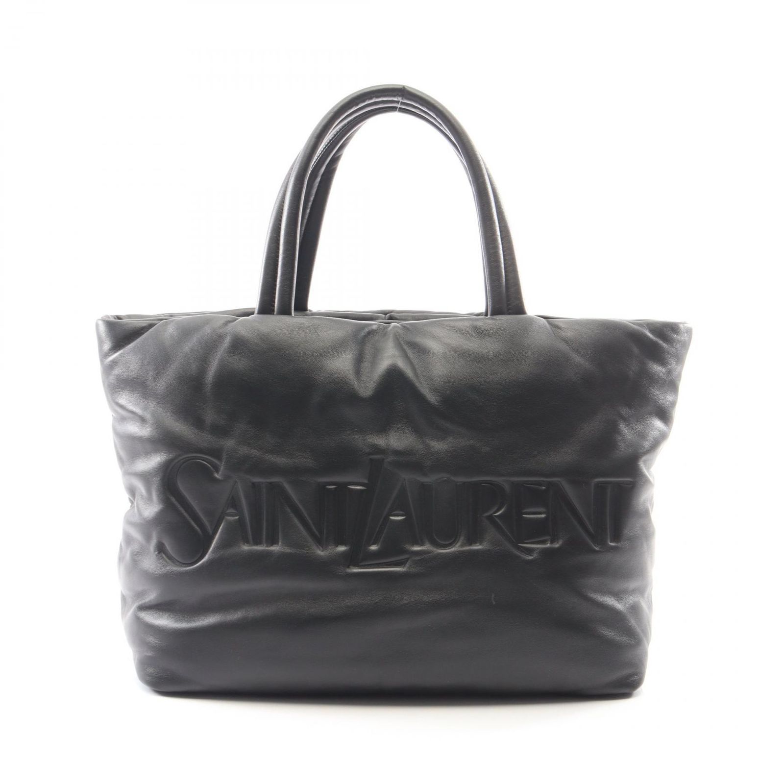 サンローランパリ SAINT LAURENT PARIS トートバッグ ワイド パファー 756269 ブラック レザー ワイド パファー トートバッグ メンズ Used A