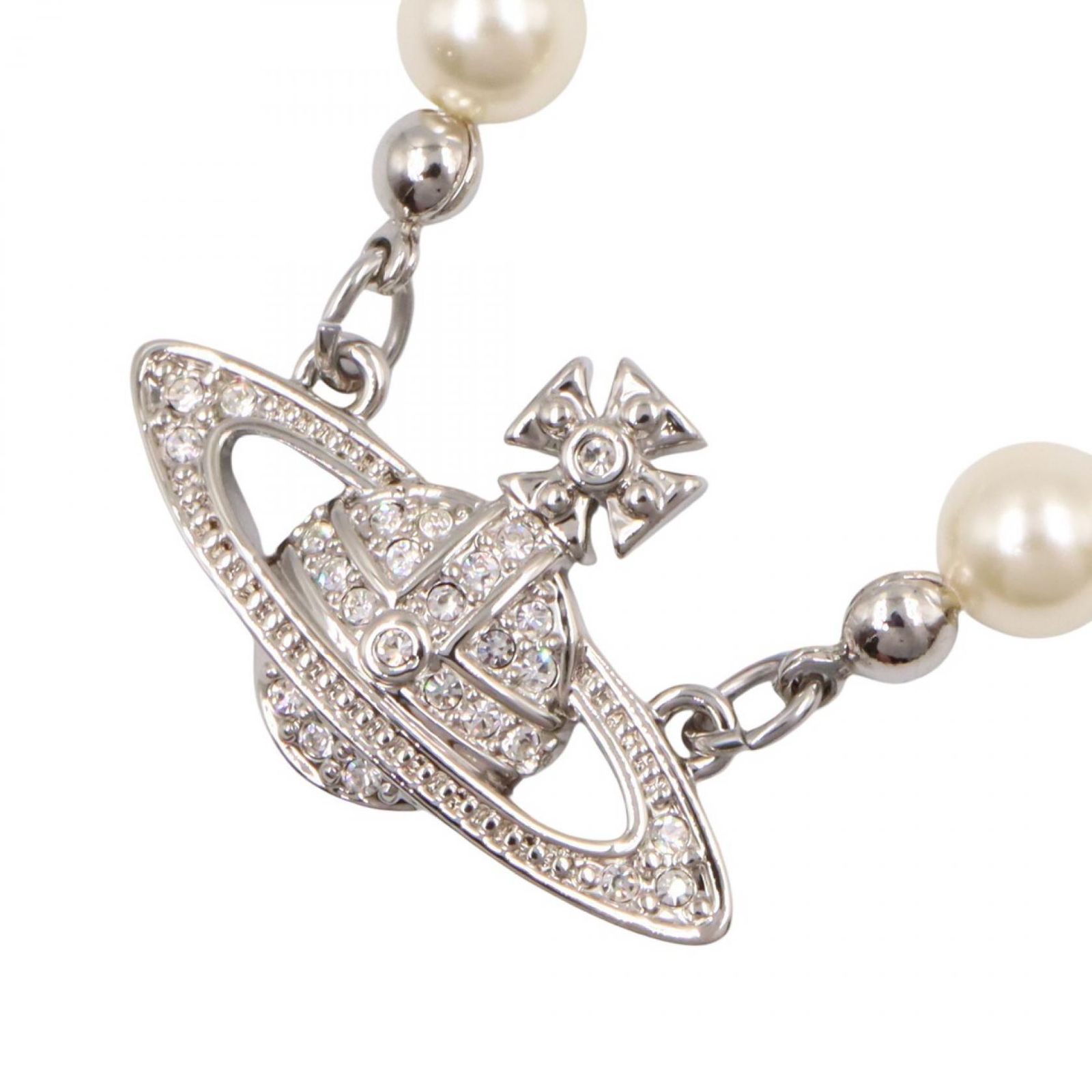 ヴィヴィアンウエストウッド Vivienne Westwood ネックレス MINI BAS RELIEF PEARL 6301010002P104 シルバー/ホワイト ステンレススチール マン ミニ バスレリーフ パール ネックレス