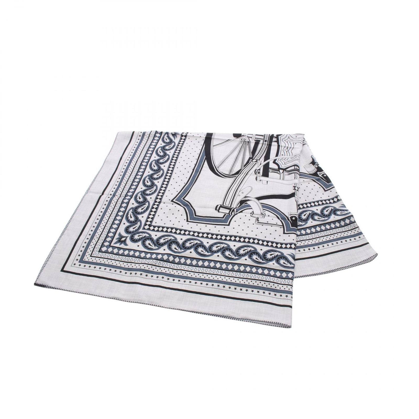 エルメス HERMES スカーフ カレジェアン カレ140 LES ROUES DE PHAETON Bandana シルク カレジュアン レディース Used B