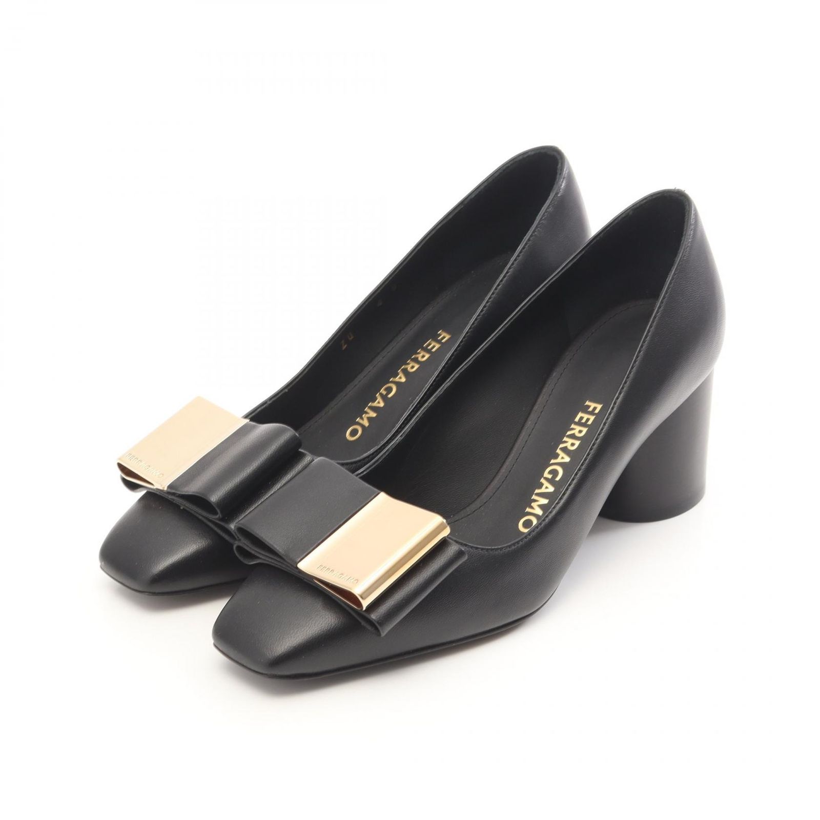 サルヴァトーレフェラガモ Salvatore Ferragamo パンプス LENA リボンディテール ブラック レザー レナ パンプス レディース Used A