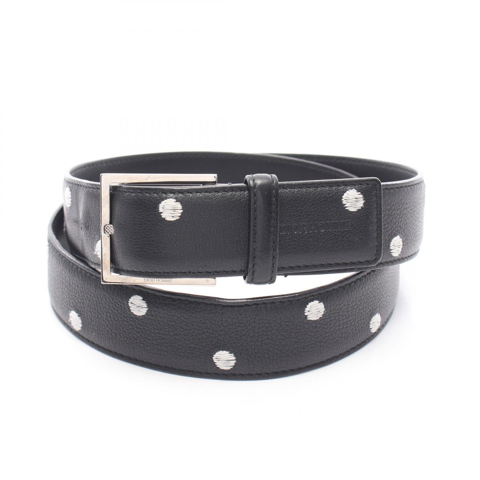 ディオール・オム DIOR HOMME ベルト ドット シルバー金具 レザー ベルト メンズ Used B