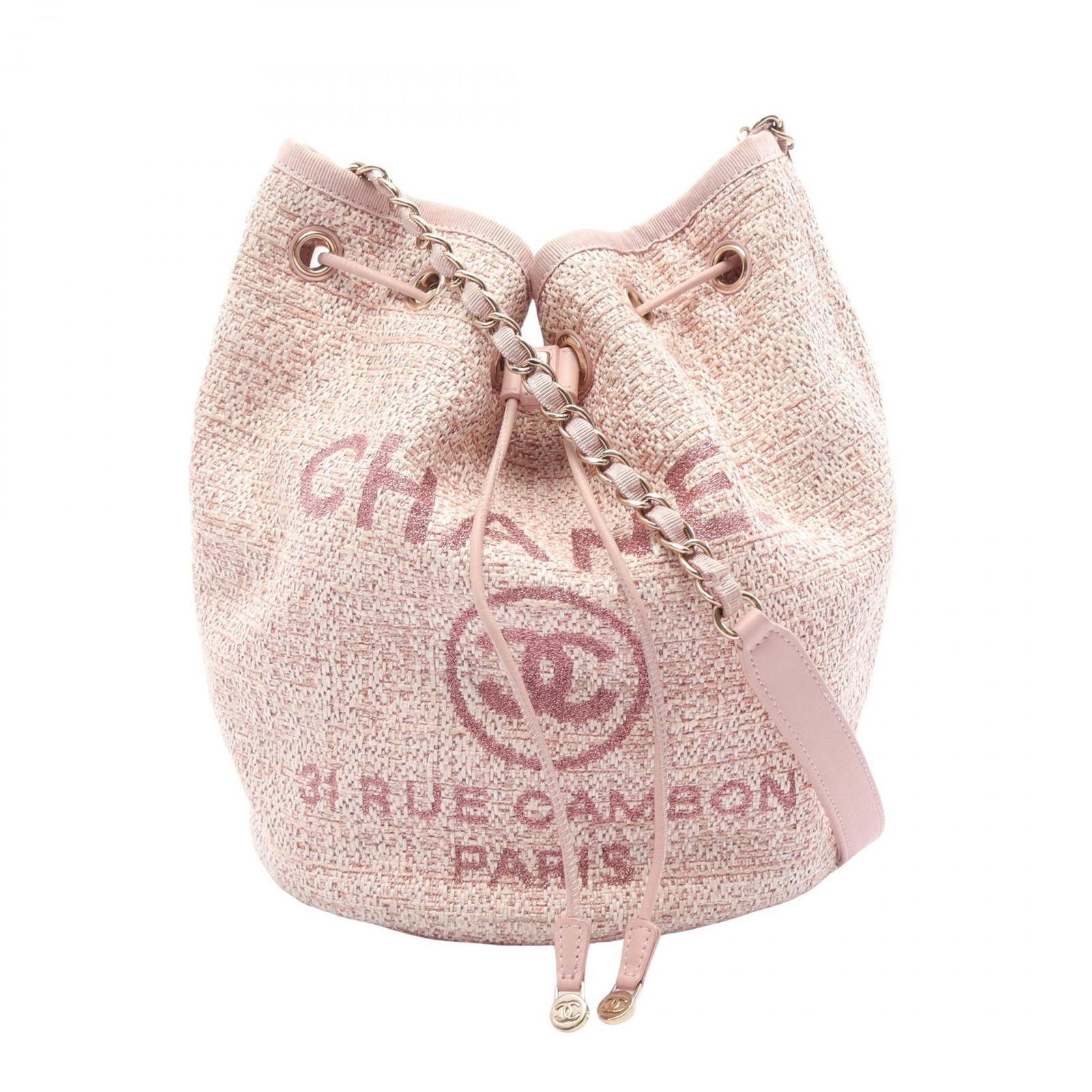 シャネル CHANEL ショルダーバッグ ドーヴィル A57536 ピンク レザー ドーヴィル ドローストリング バケットバッグ レディース Used B