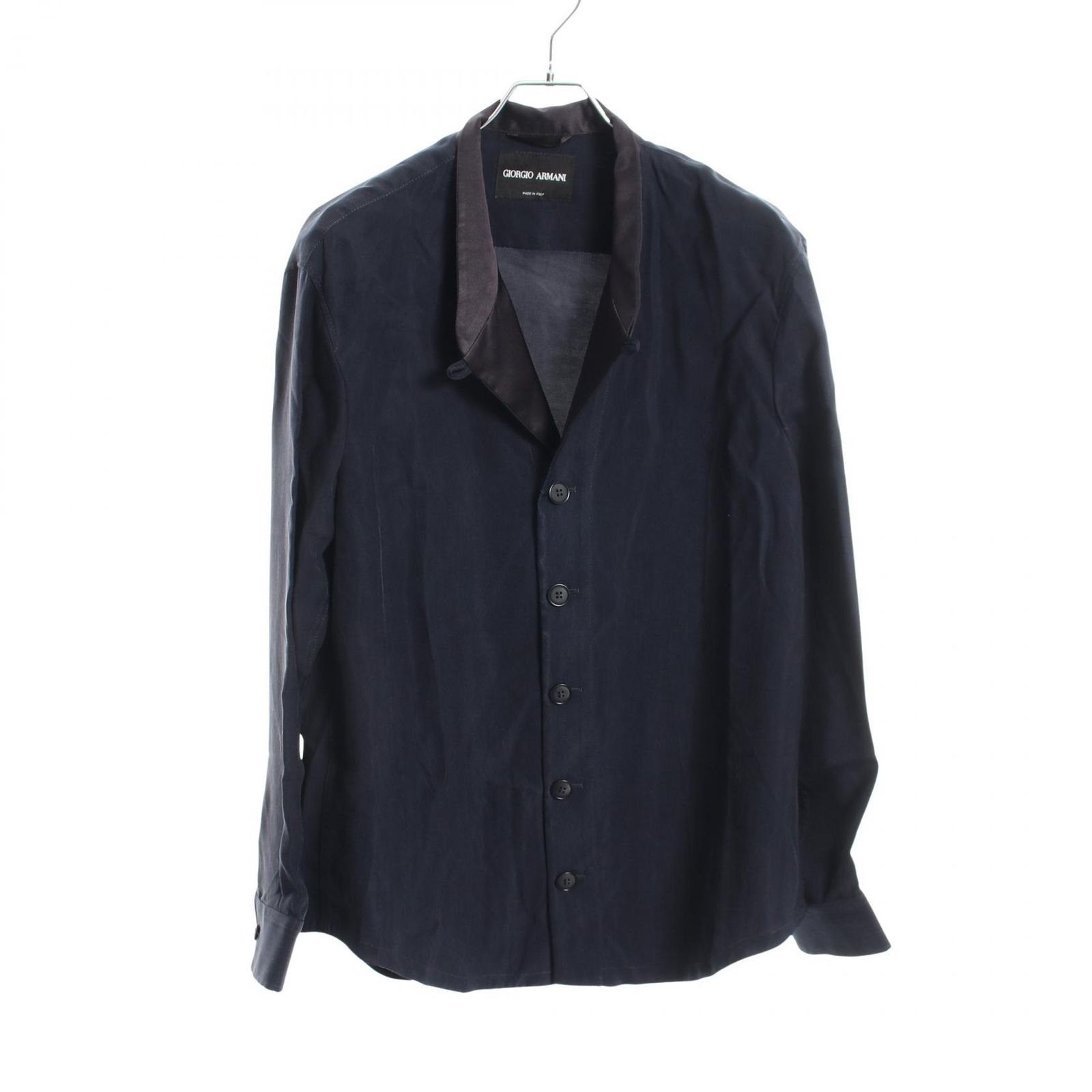 ジョルジオアルマーニ GIORGIO ARMANI スタンドカラー 切替 2SGGG0SV シルク スタンドカラーシャツ メンズ Used A