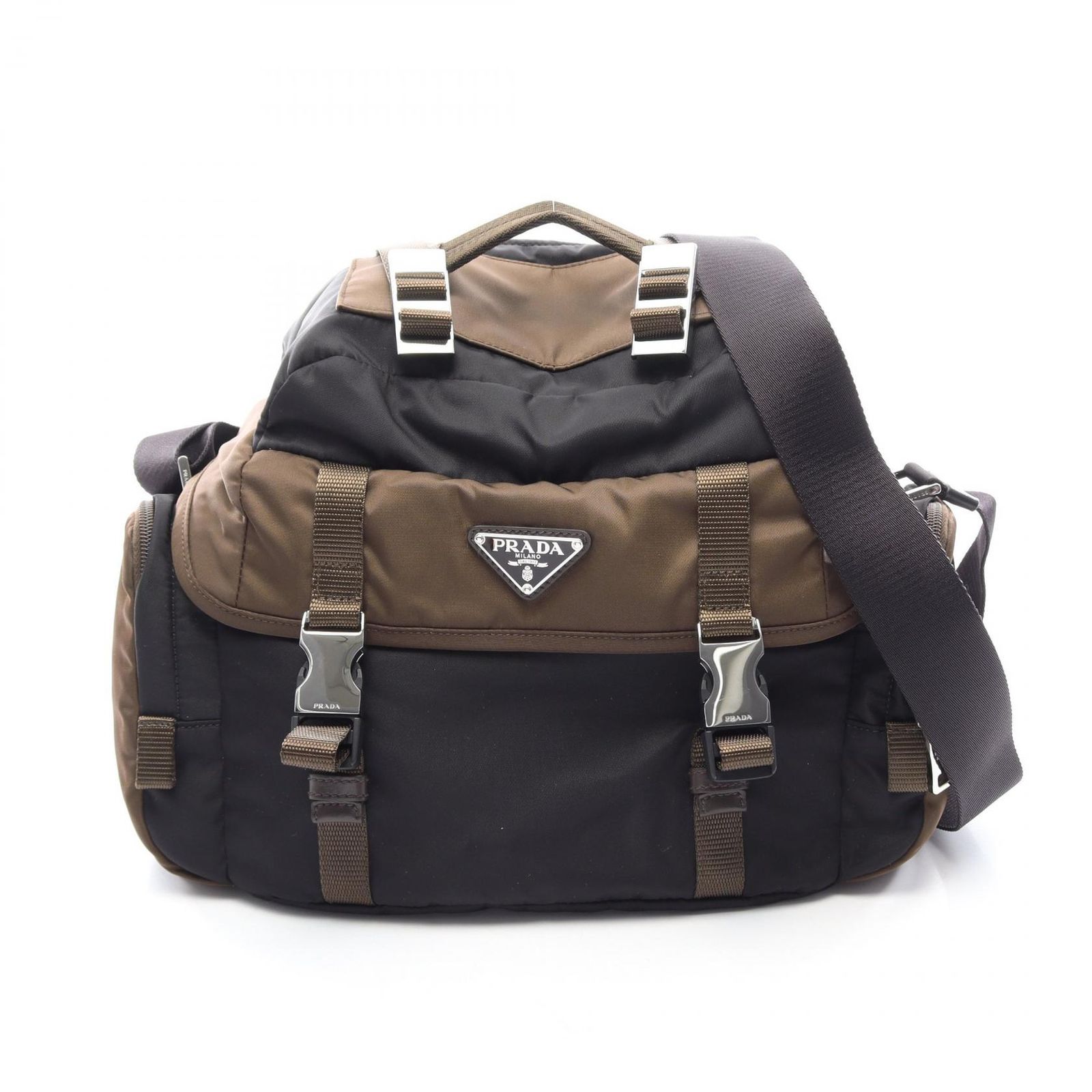 プラダ PRADA ショルダーバッグ Re-Nylon 2VH195 ブラック/バーント ナイロン ショルダーバッグ ユニセックス Used A